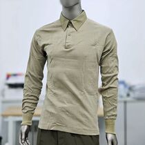 Old-fashioned collared knitted long-sleeved shirt pure cotton thermal underwear cotton sweater bottoming shirt breathable and sweat-absorbent light green