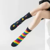 Асимметричные милые носки, японские мультяшные гольфы для влюбленных, средней длины