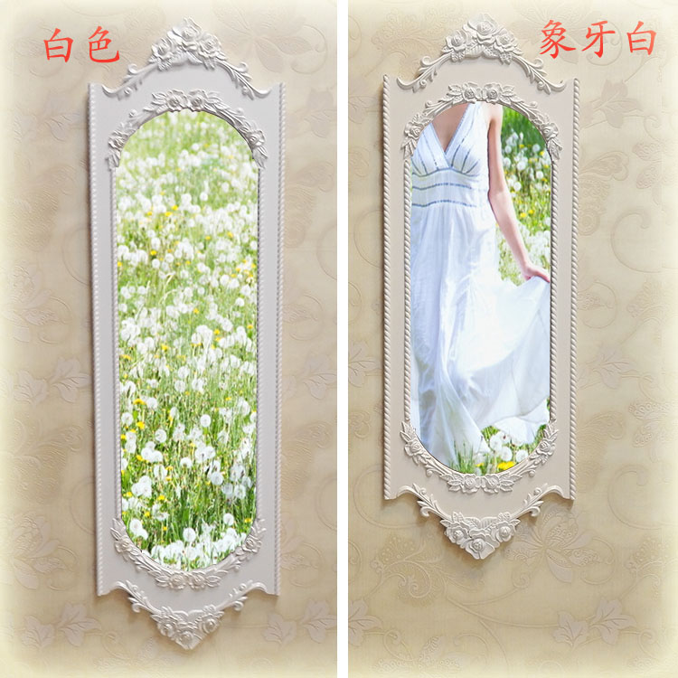 Gương treo cổ châu Âu Gương trắng mặc quần áo chạm khắc gương Gương toàn thân treo tường - Gương gương treo tường toàn thân
