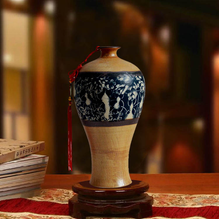 Bình đất nung bình gốm retro cầm tay xô bằng tay bùn lốp thô men hoa văn hóa nước hoa chèn đồ trang trí - Vase / Bồn hoa & Kệ chậu trồng cây trong nhà