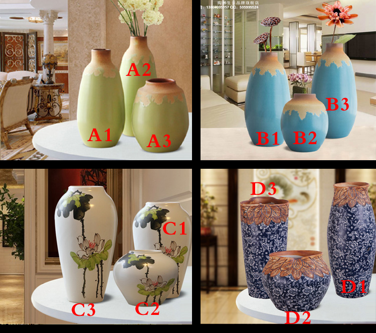 Trang trí nội thất Jingdezhen gốm sứ vẽ tay bình mận ba mảnh trang trí thủ công hiện đại Địa Trung Hải - Vase / Bồn hoa & Kệ những bình hoa đẹp