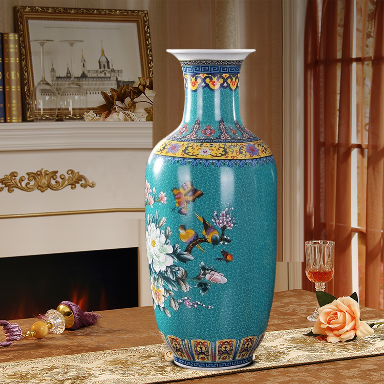 Jingdezhen gốm sứ hiện đại Trung Quốc rồng vàng và phượng hoàng bình lớn Trang chủ phòng khách thủ công trang trí - Vase / Bồn hoa & Kệ giỏ sắt treo ban công
