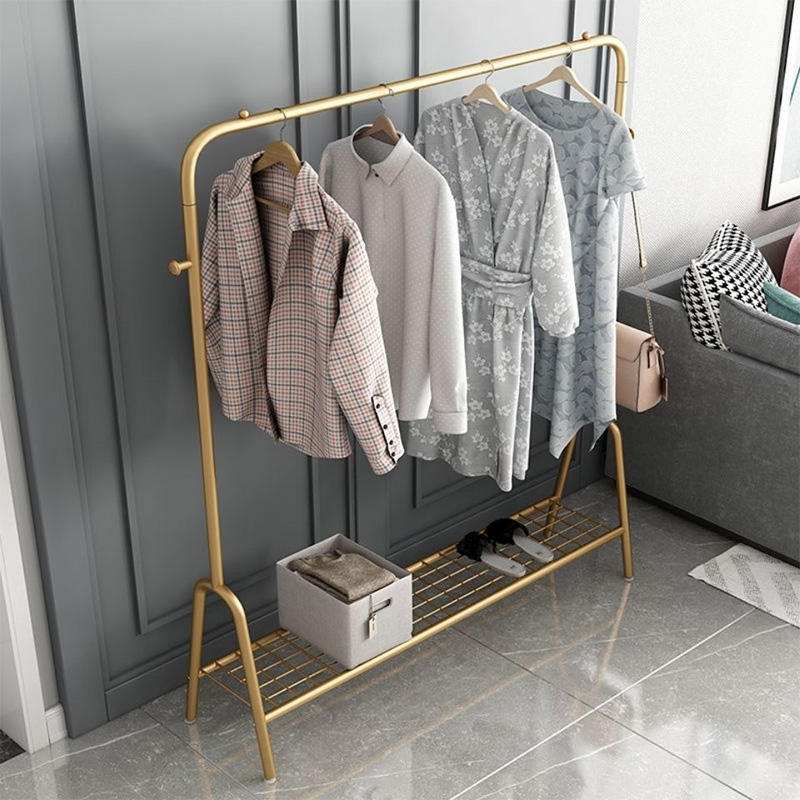 Light luxury clothes hanging inside and outside the bedroom hanging rack household single-rod cloak easily folding clothes