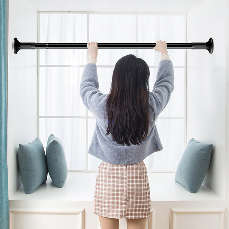 Free-to-punch installation telescopic clotheshorse Roman window curtain rod balcony hanging clothes brace frame Dressing Room Bath Curtain Systolic