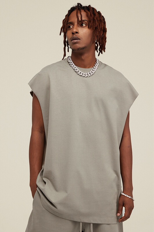European and American 305g Heavyweight Kanye Kanye Street-Style Loose Casual Solid Color Tank Top Sports Cleanfit Sleeveless Men's