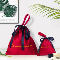 ins Velvet travel harness pocket Carry-on dustproof luggage storage bag Simple drawstring cosmetic bag Small bag portable