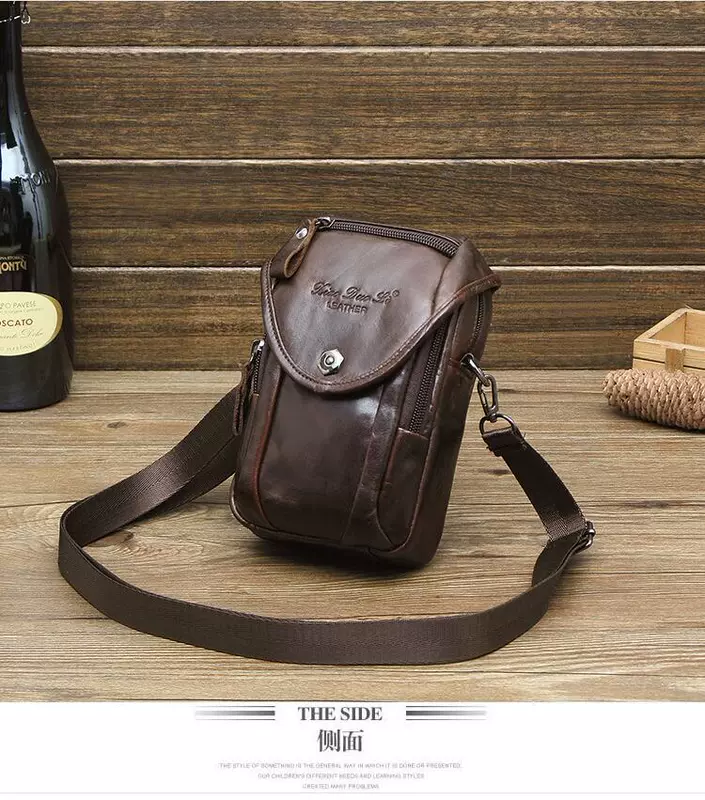 Túi đeo chéo nam 6 inch 7 inch bằng da bò