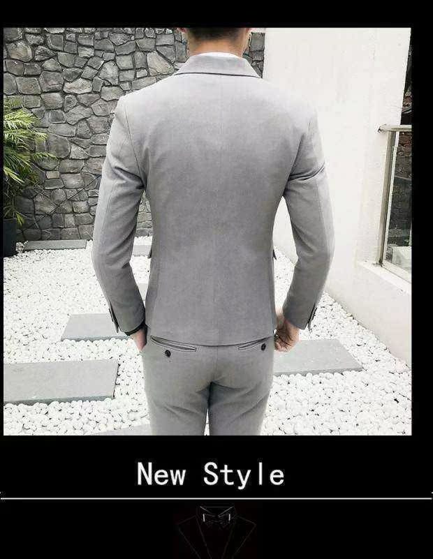 Bộ vest nam phù hợp với phiên bản Hàn Quốc giản dị của gió Anh bộ đồ nhỏ nam phù hợp với áo hai dây quần baggy nam