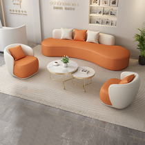 Special guest sofa for beauty salon. Cream style cat claw leather business sofa. Parlor room negotiation guest sofa.