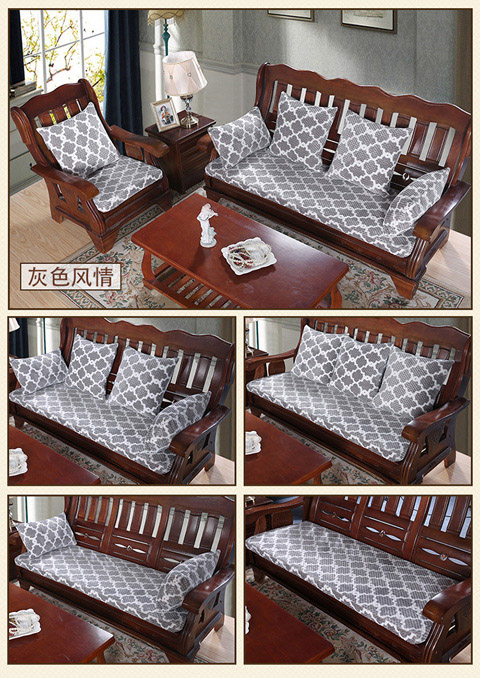Sofa gỗ đệm mùa đông dày màu đỏ sofa gỗ đệm bọt biển mà không có tựa lưng đệm chống trượt có thể tháo rời và có thể giặt đệm ghế gỗ