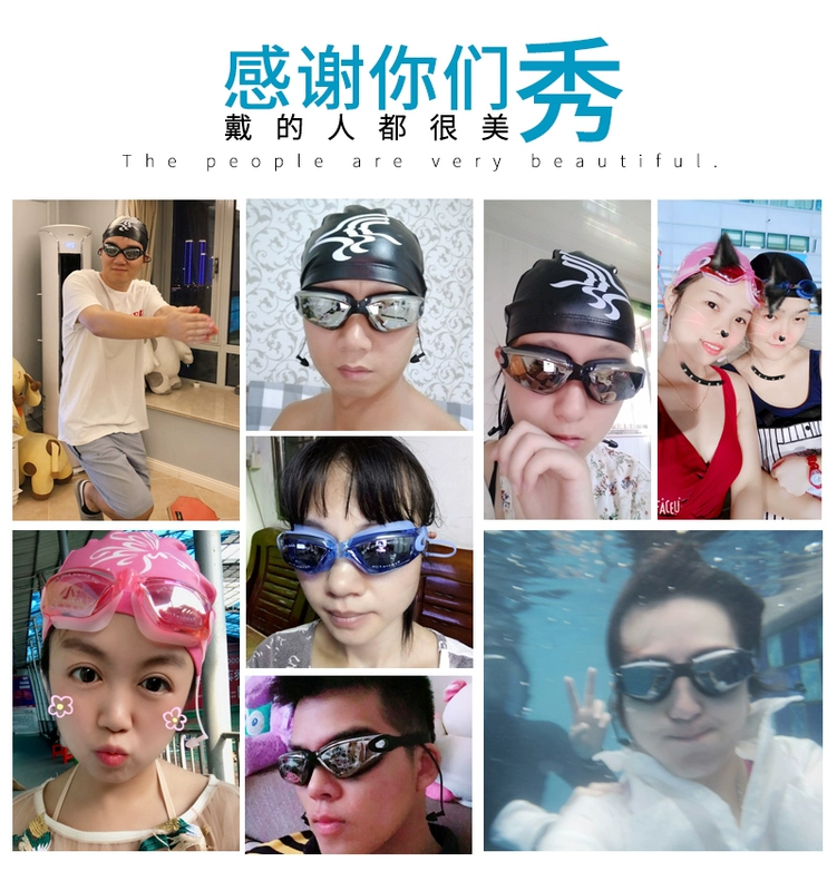 Kính bơi cận thị Kính chống sương mù khung lớn kính râm nam và nữ kính bơi độ nút tai bơi mũ đặt