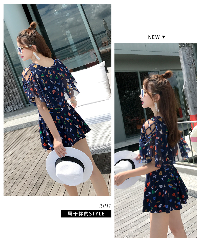 Bạn mặc đồ bơi nữ một mảnh kiểu váy bụng giảm béo bảo thủ ngực nhỏ tụ tập áo tắm gợi cảm tắm nước nóng mùa xuân Hàn Quốc - Bộ đồ bơi One Piece áo tắm một mảnh