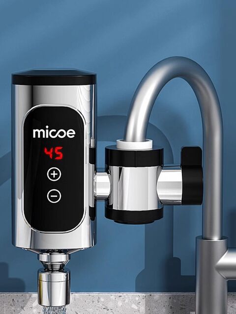 Four Seasons Muge Electric Water Heater Faucet, No Installation Required, Stainless Steel, for Kitchen, Balcony, Bathroom, Small Electric Water Heater