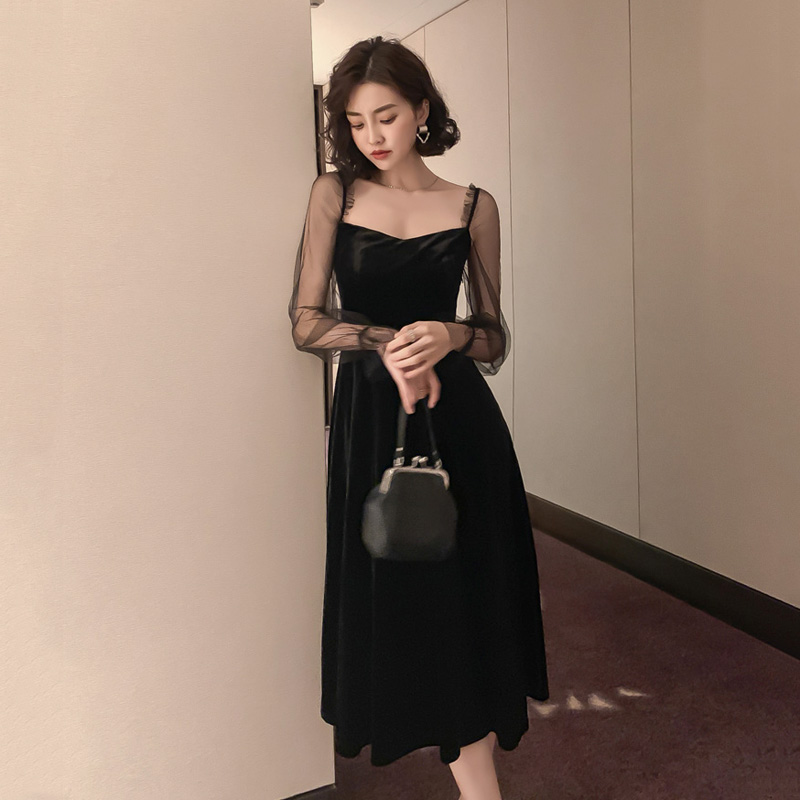 Birthday senior party dress dress women spring and autumn temperament party can usually wear evening party dress