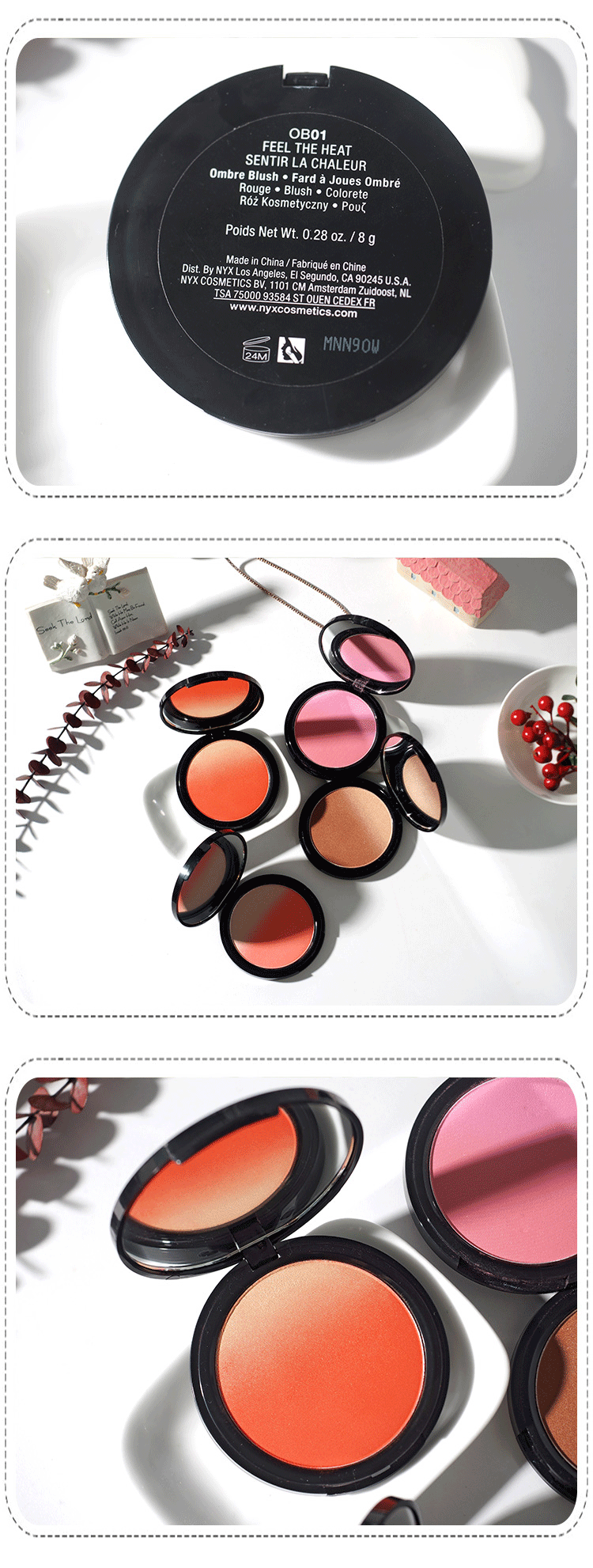 Phấn má màu US NYX OMBRE BLUSH kéo dài màu có độ bóng cao, khả năng sửa chữa nhiều màu tùy chọn - Blush / Cochineal phấn má mac