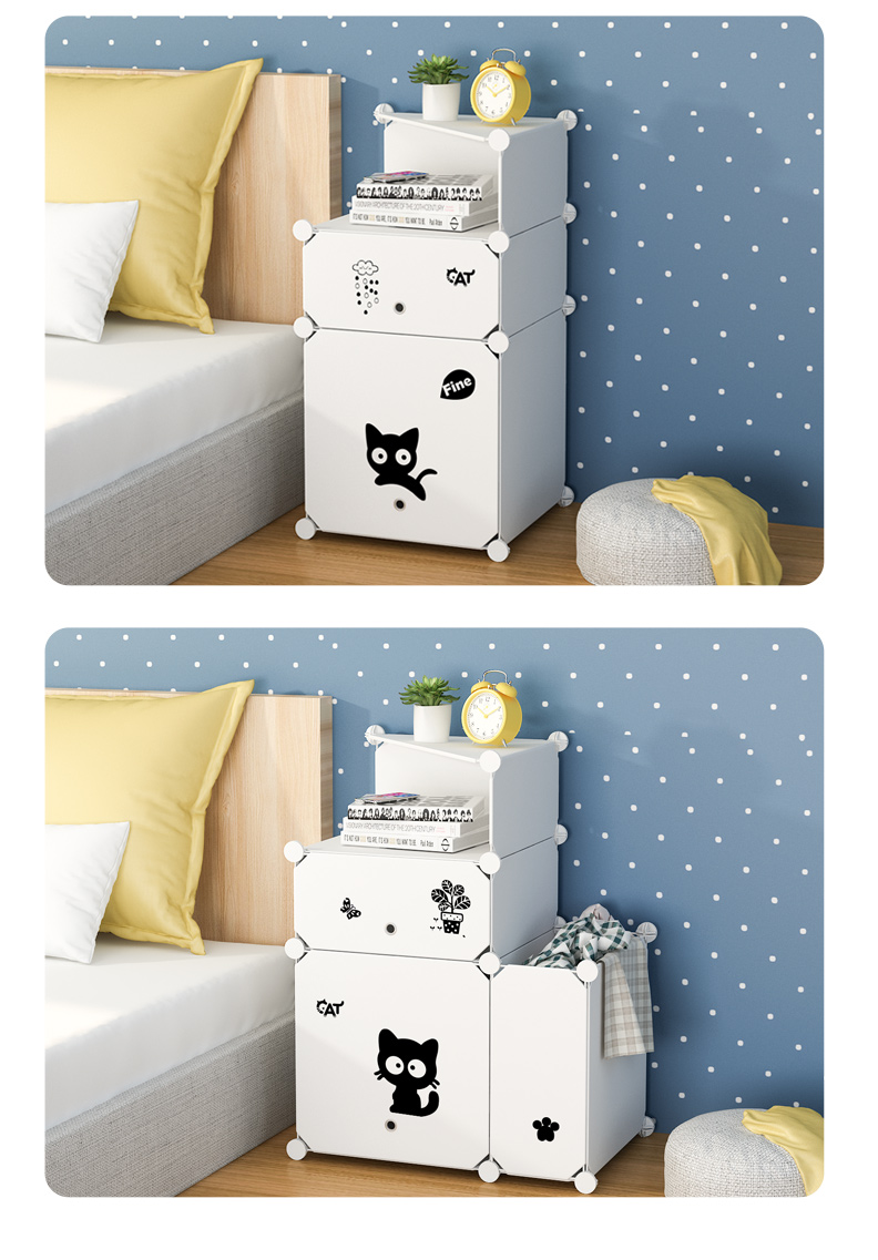 Cạnh giường ngủ tủ găng tay miễn phí kết hợp lưu trữ nhựa phong cách châu Âu tủ đầu giường nhỏ lắp ráp đa chức năng phòng ngủ - Buồng tủ giày giá rẻ