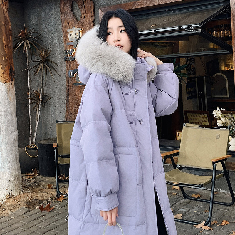 Celison Kloe Super Stylish Purple down Jacket for Women, Winter Long Style with Large Fur Collar, Loose Fit, 90% White Duck down Celison Kloe Super Stylish Purple down Jacket for Women, Winter Long Style with Large Fur Collar, Loose Fit, 90% White Duck down