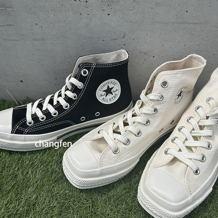 Direct Import Japanese Version Converse Squaretoe New Black and White Square-Toe High-Top Canvas Shoes