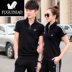 Fugui chim mùa hè mới phù hợp với nam áo thun ve áo thể thao đôi giản dị quần áo quần ngắn tay quần thể thao kiểu đồ bộ may vải thun bông Bộ đồ