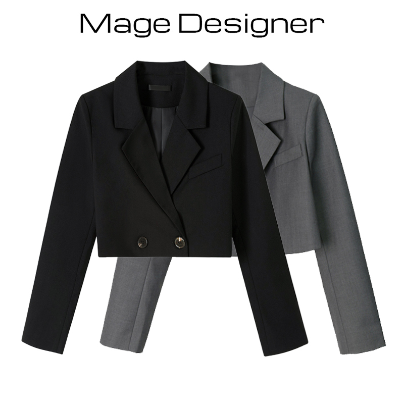 Petite 150cm High-Waisted Short Blazer with Lapel for Women, Spring and Autumn Slim-Fit Blazer with a Sense of Design