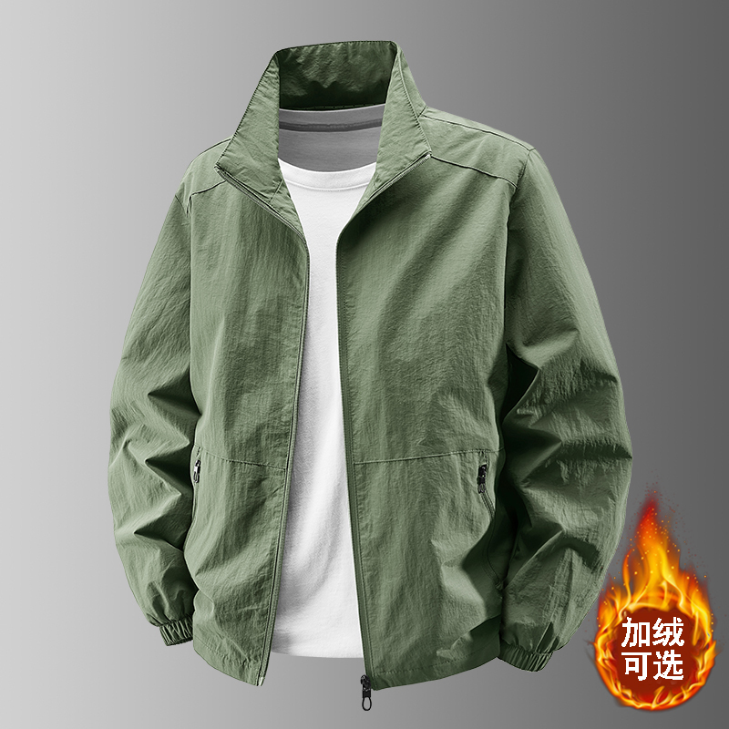 Taizhou Sanmen Men's Winter New Style Stand-Up Collar Large Size Fleece-Lined Thickened Casual Jacket Outdoor Loose Jacket
