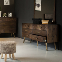 Nordic solid wood drawer mosaic sideboard bedroom storage cabinet multifunctional living room wall locker 6 drawers