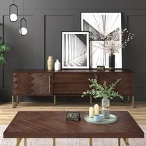 Nordic all solid wood TV cabinet simple modern small apartment retro industrial style floor cabinet hall cabinet locker multi-functional