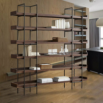 Nordic wrought iron shelf floor-to-ceiling storage shelf display display partition screen living room simple solid wood bookshelf cabinet