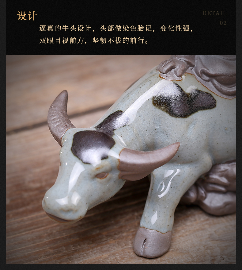 JiaXin creative open piece of cowboy ride cow elder brother up with tea pet furnishing articles furnishing articles study the desktop sitting room adornment ceramics