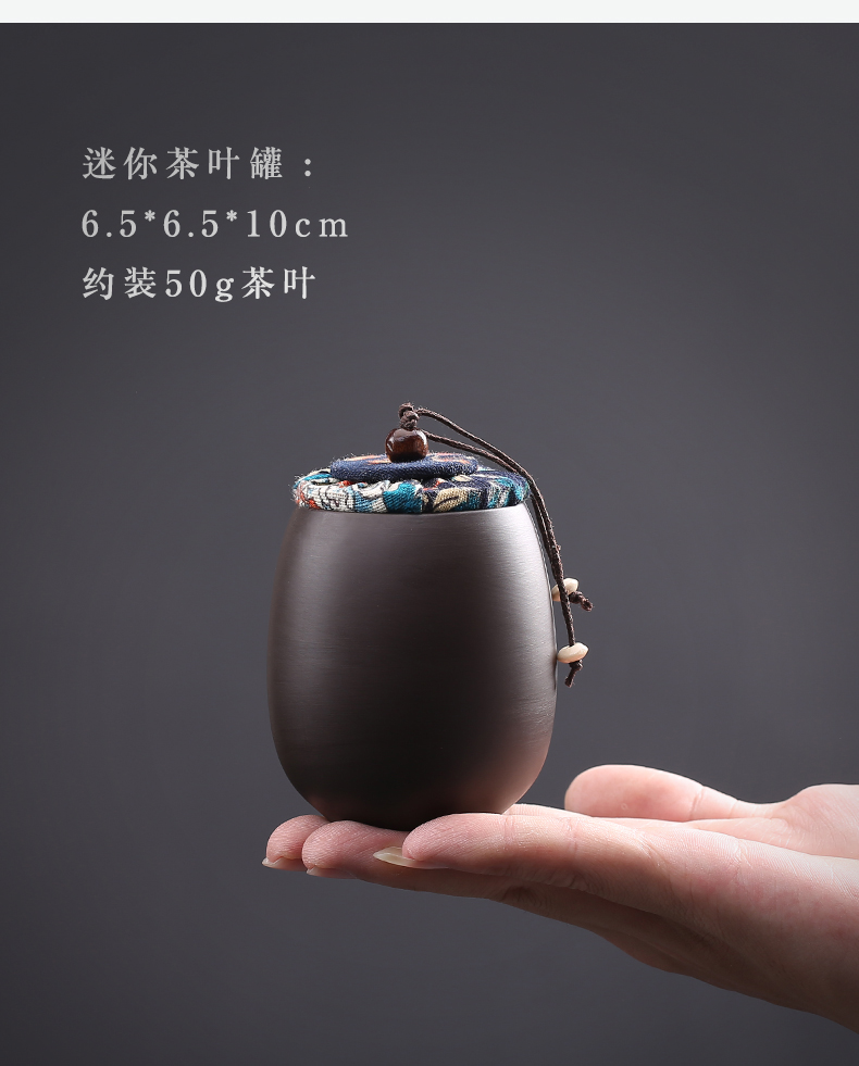 JiaXin violet arenaceous caddy fixings receives the trumpet pu - erh tea with tea box of portable mini storage seal pot home to travel