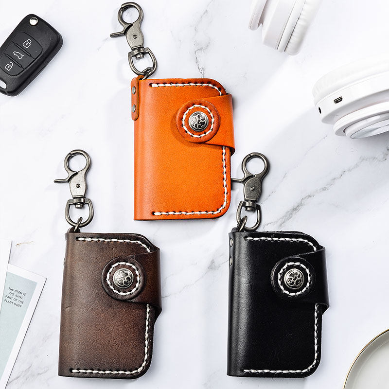 Genuine leather multifunctional key case men's retro personality creative top layer cowhide general purpose put change put card key case