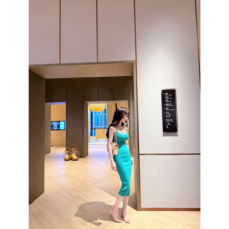 Ww Original'Cool White Skin' Strap Waist-Cinching Bodycon Knit Dress Summer Pure Desire Hot Girl Casual Long Dress Ww Original'Cool White Skin' Strap Waist-Cinching Bodycon Knit Dress Summer Pure Desire Hot Girl Casual Long Dress