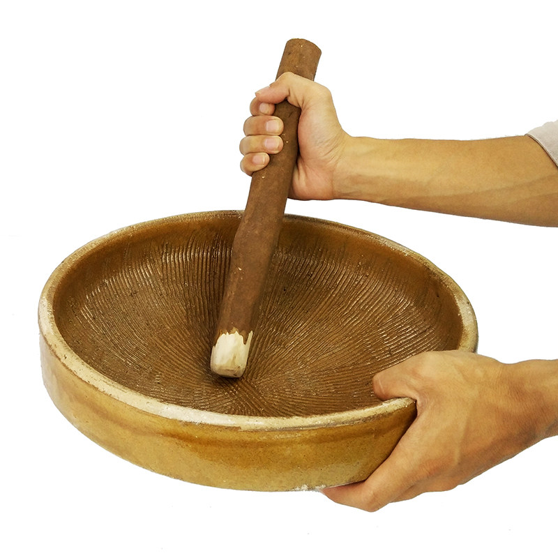 Wide mouth, big bowl, tea bowl, large rice paste, hand-made chili pottery, deep grain, four grinding soup