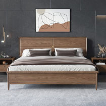 Full solid wood bed 1 8 m 1 5m modern minimalist double man bed master bedroom furniture Nordic white wax wood pure solid wood bed