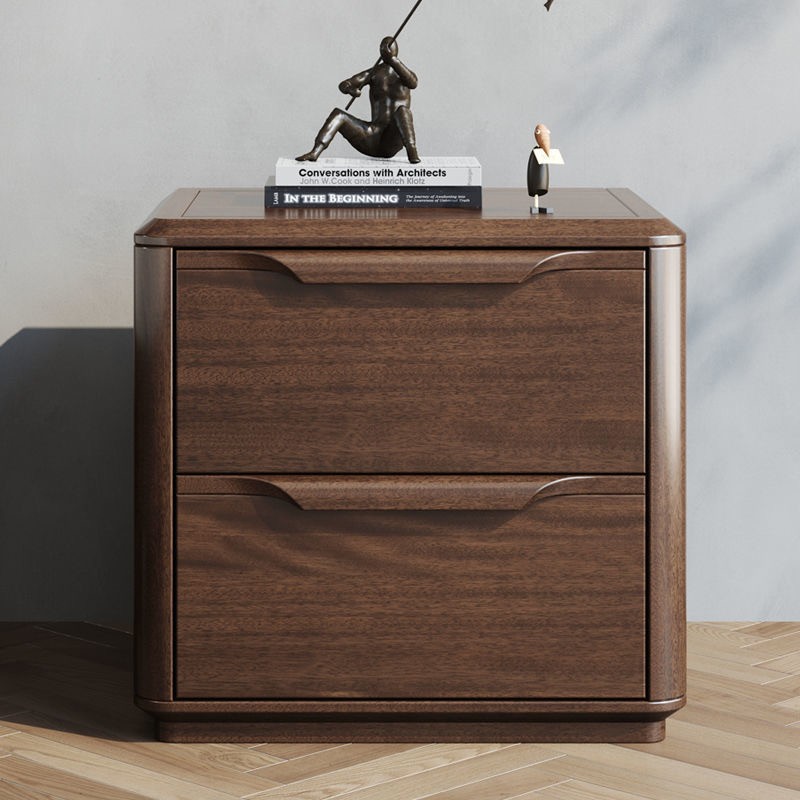 Solid wood bedside table modern minimalist walnut light luxury bedroom bedside storage cabinet complete simple storage cabinet