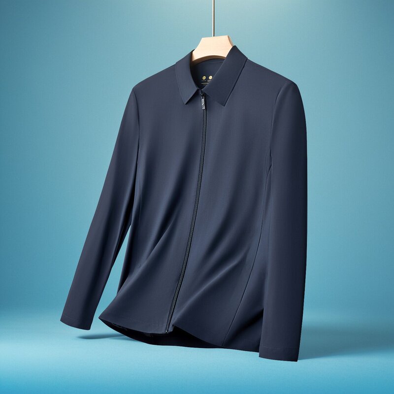 Casual Style Lapel Anti-Sun Casual Jacket for Men, Loose Ice Silk Thin Business Cool Jacket, Summer Breathable Top Casual Style Lapel Anti-Sun Casual Jacket for Men, Loose Ice Silk Thin Business Cool Jacket, Summer Breathable Top