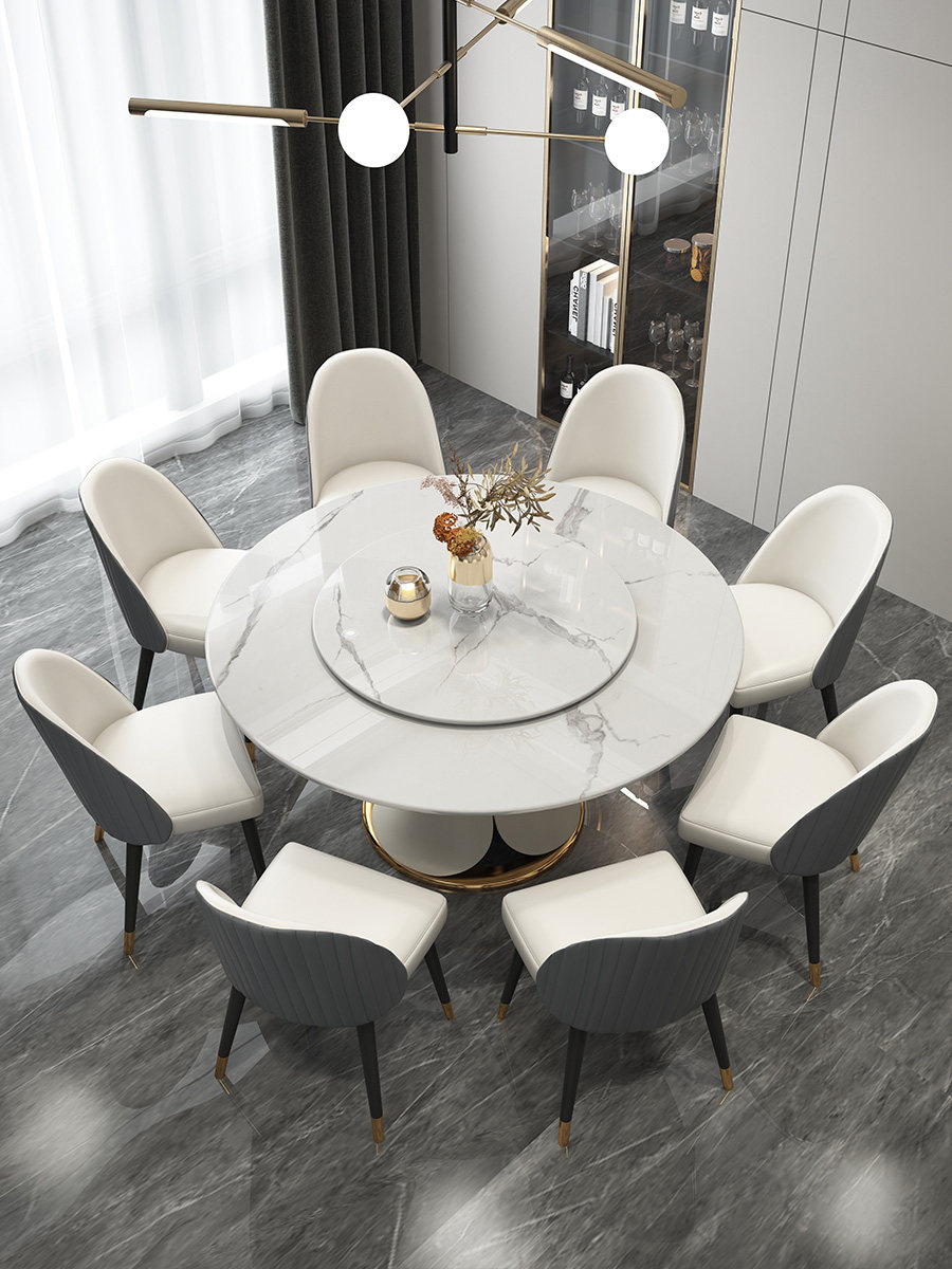 Italian style rock plate table minimalist modern small family type marble dining table Nordic rectangular light and luxurious dining table and chairs combined