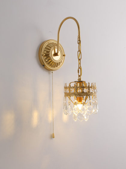 French Bedside Lamp 2026 New Creative Rechargeable Crystal Bedroom Wall Lamp Without Wiring Accessible Luxury High-End Living Room Lamp