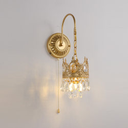 French Bedside Lamp 2026 New Creative Rechargeable Crystal Bedroom Wall Lamp Without Wiring Accessible Luxury High-End Living Room Lamp