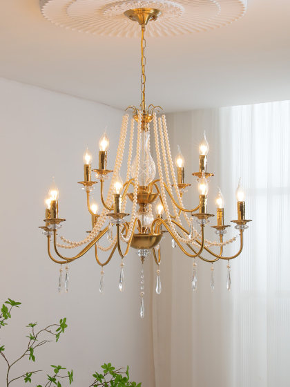 Golden Living Room Chandelier 2026 New Model American Retro Bedroom Lamp High-End Elegant French Dining Table Bar Crystal Lamp