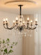 French Retro Crystal Living Room Chandelier, Dining Room Candle Chandelier, European-Style Villa Luxury, Personalized Creative Black Bedroom Lighting Fixtures