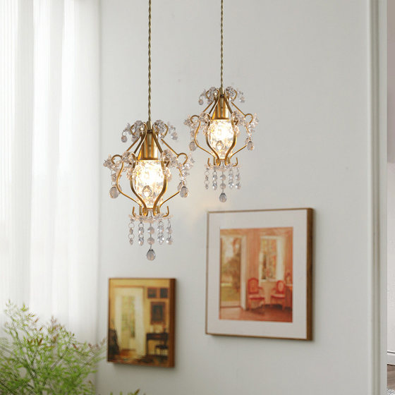 French Retro Bedside Chandelier, Light Luxury and High-End Art, Hallway Entrance Light, Decorative Restaurant Bar Chandelier