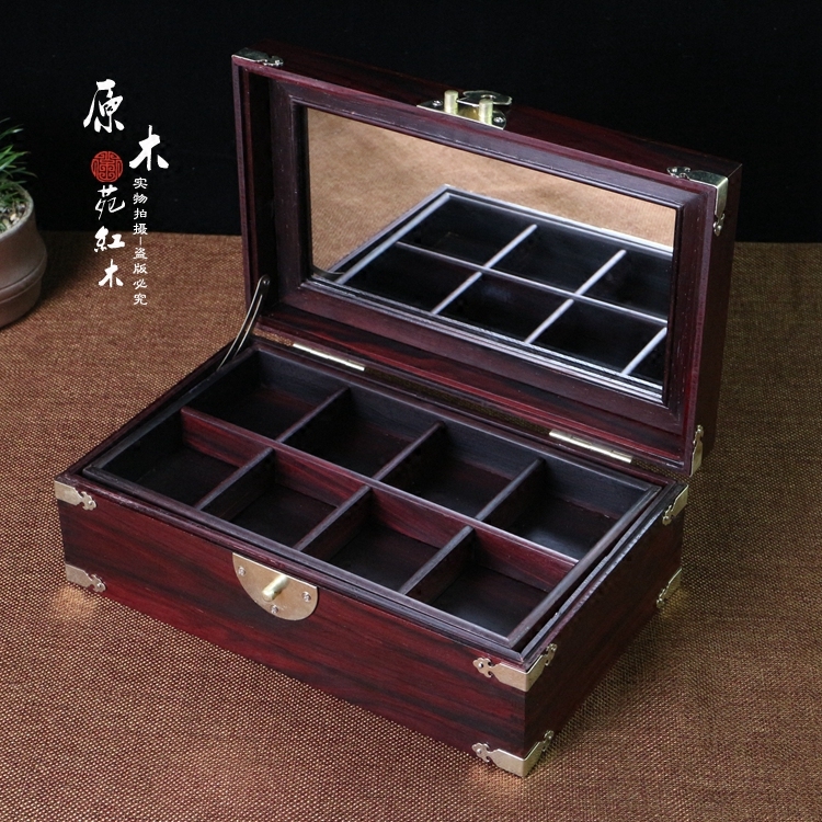 Red Wood Solid Wood First Accessories Box Large Leaf Purple Sandalwood Vintage Wood Jewellery Jade Accessories First Decorated Case Red Wood Lift Box Containing Box-Taobao