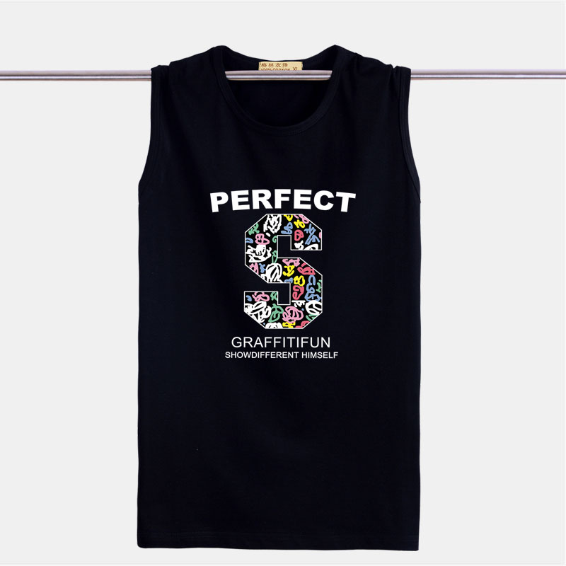 Thanh niên thường triều in bông rộng vai vest nam cộng với phân bón XL chất béo con chất béo không tay t-shirt chop tay áo