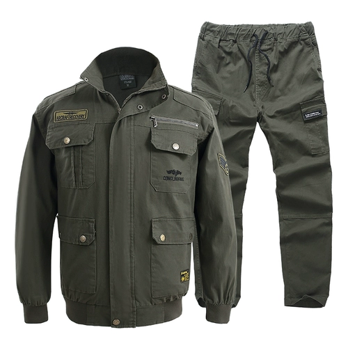 Осенний хлопковый эластичный камуфляжный износостойкий комбинезон, защита от ожогов