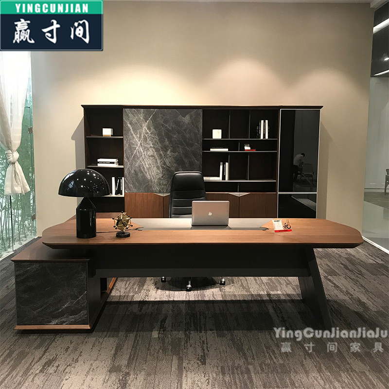 Guangdong Office Furniture Great Bandai Brief Modern Hu Peach Wood Boss Table President Desk Light Extravagant Solid Wood 2 8m