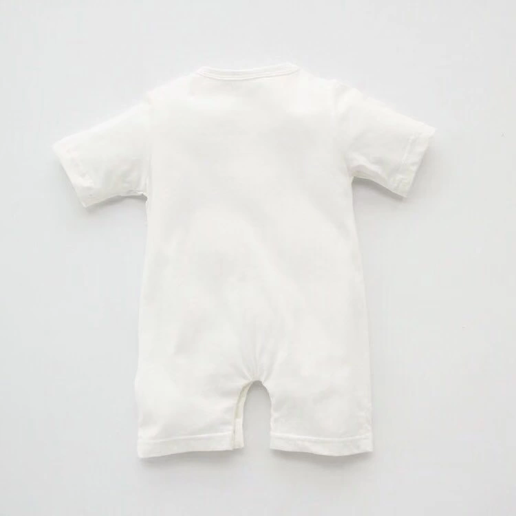 Quần áo bé gái cotton ngắn tay liền quần áo nam bé mùa hè sơ sinh trăng rằm trăm ngày nhỏ tổ tiên leo núi quần áo đồ ngủ - Áo liền quần