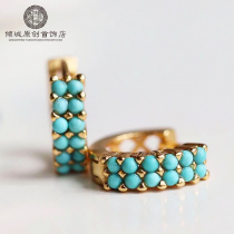 Turquoise earrings natural sense earrings niche temperament retro earrings female sterling silver earrings 2019 New Tide
