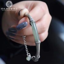 Bamboo bracelet female jade bracelet duck egg green bamboo open bracelet gift jewelry for teacher mother