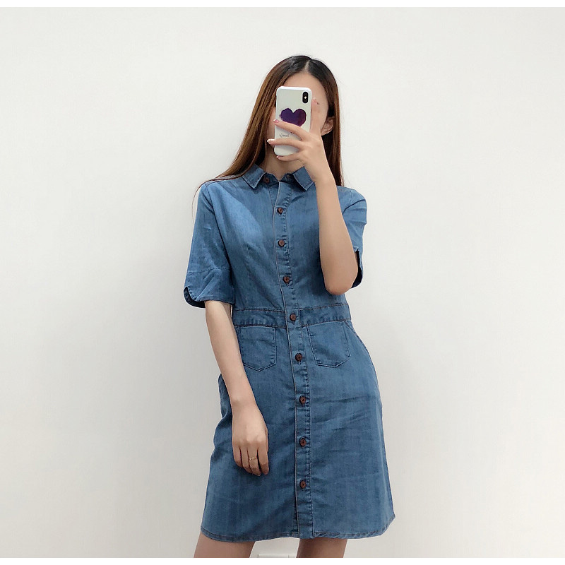 Nga ~ vẻ đẹp ~ ba chiều mỏng denim đầm